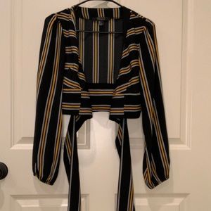 Forever 21 Yellow & Black Dress up Crop Top